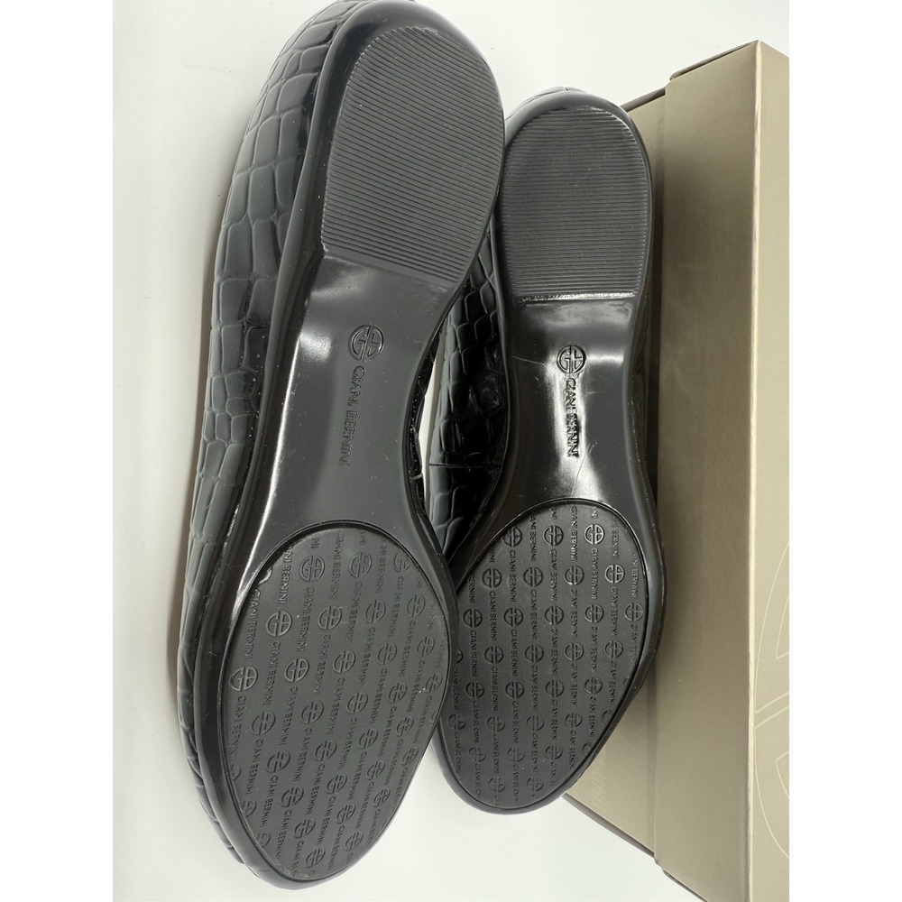 Giani Bernini Black Leather Flat‎ Peep Toe Shoes Size 8.5 NIB Macys - Picture 4 of 7